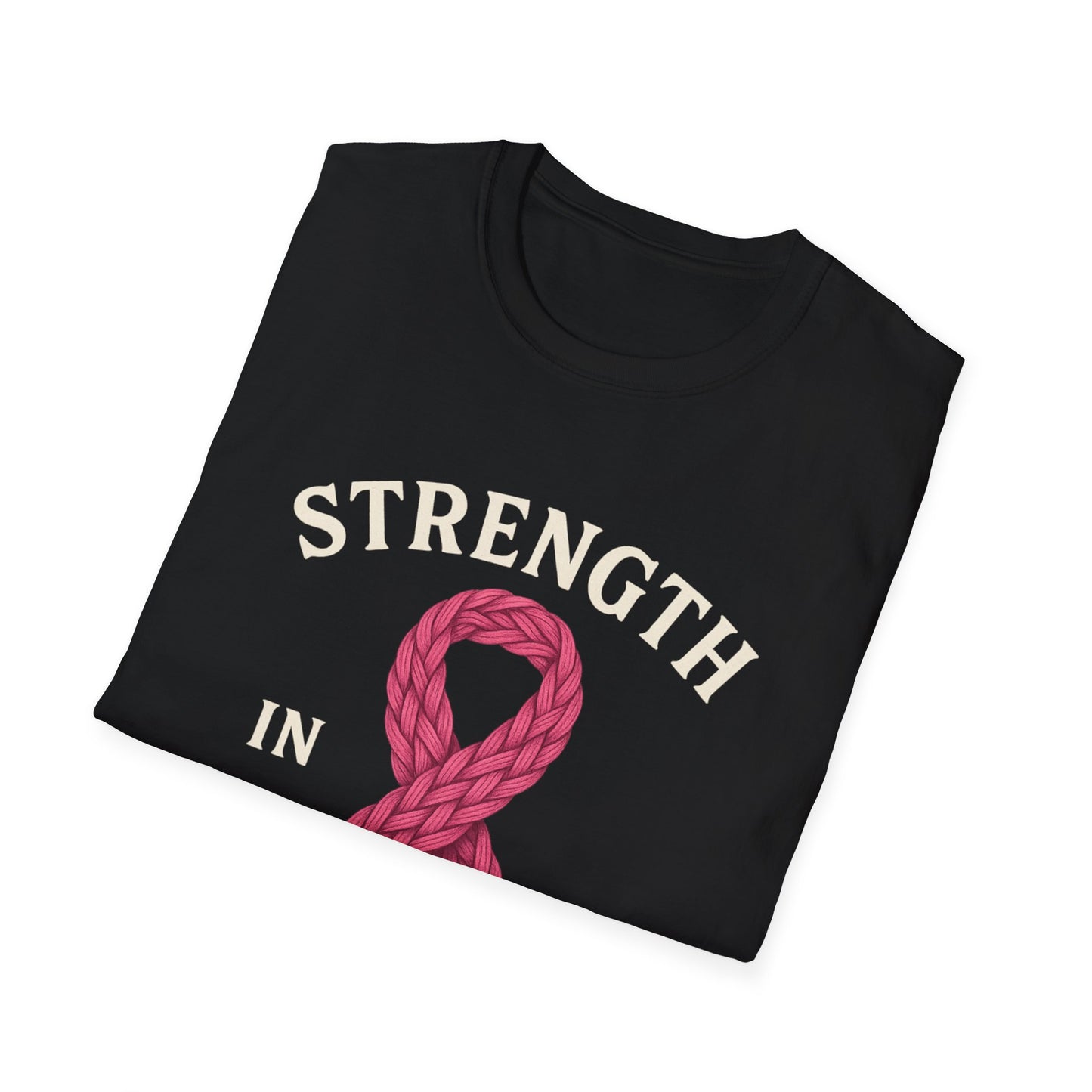 Strength in Every Stitch Shirt | Breast Cancer Awareness Pink Ribbon Tee | Knitting Crochet Support Survivor Fighter T-Shirt