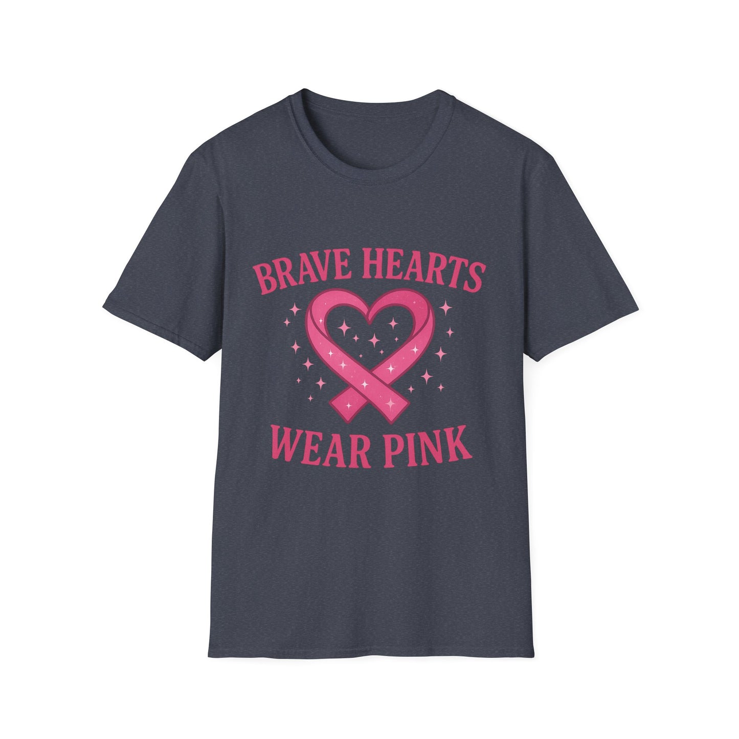 Brave Hearts Wear Pink Shirt | Breast Cancer Awareness Heart Ribbon Tee | Survivor Fighter Support Hope T-Shirt October Strong