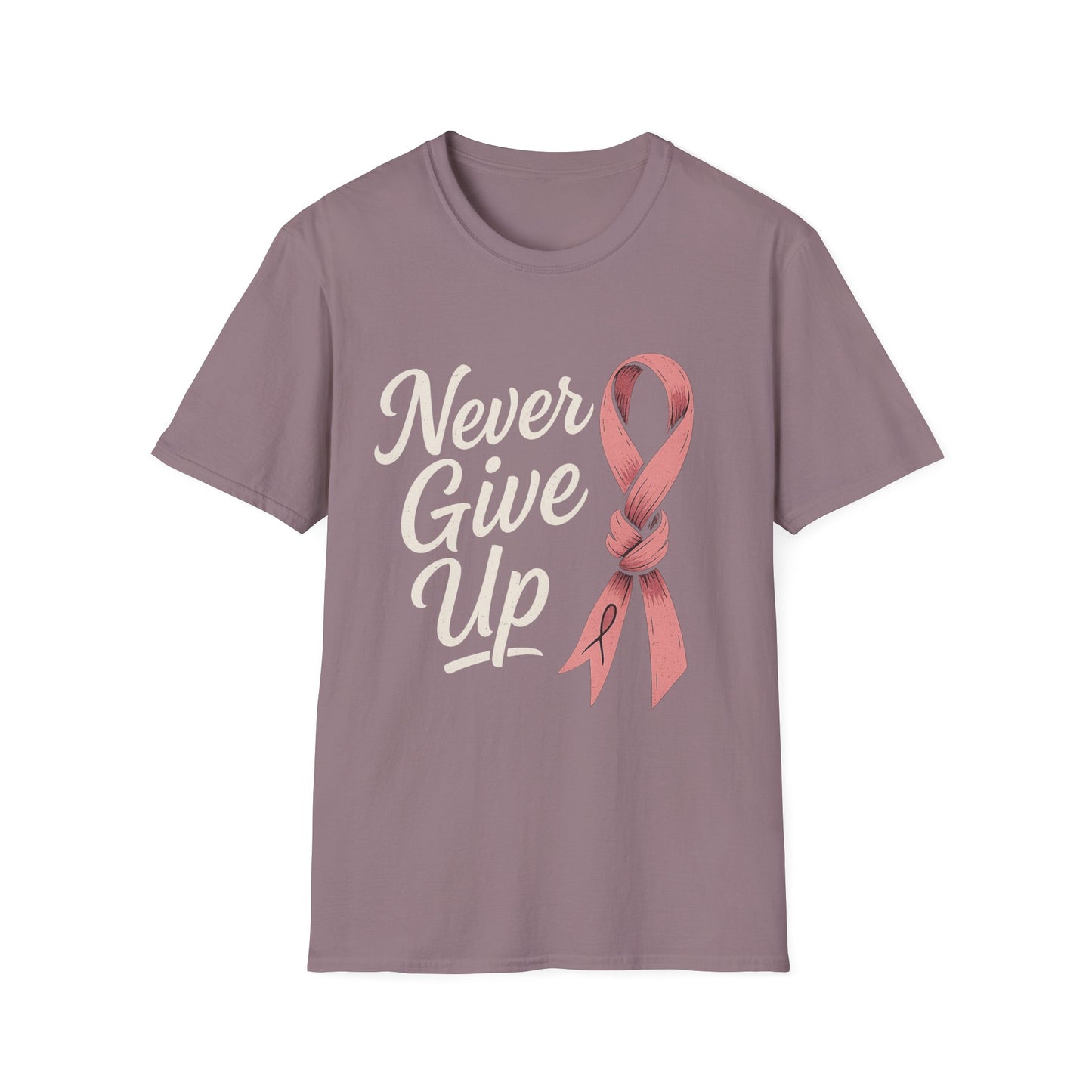 Never Give Up Shirt | Breast Cancer Awareness Pink Ribbon Tee | Inspirational Support Survivor Fighter T-Shirt October Hope
