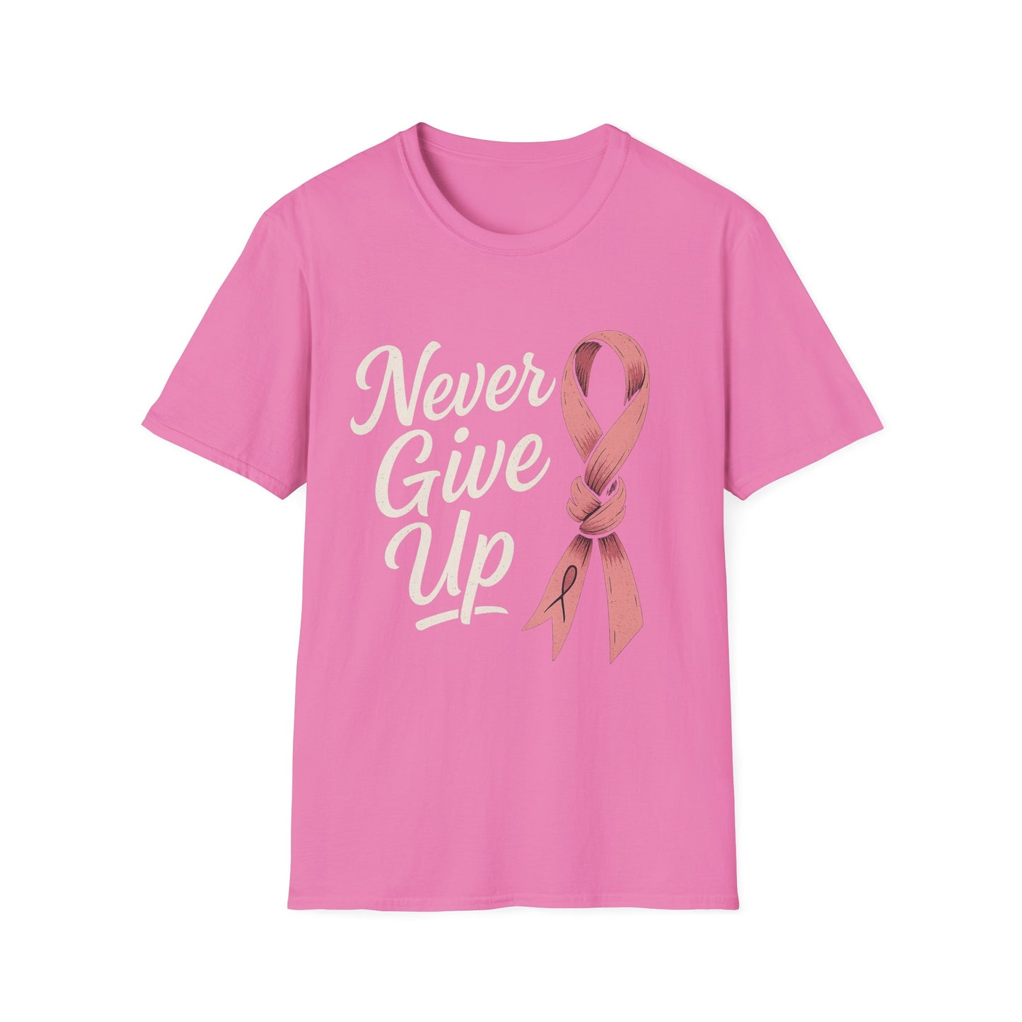 Never Give Up Shirt | Breast Cancer Awareness Pink Ribbon Tee | Inspirational Support Survivor Fighter T-Shirt October Hope