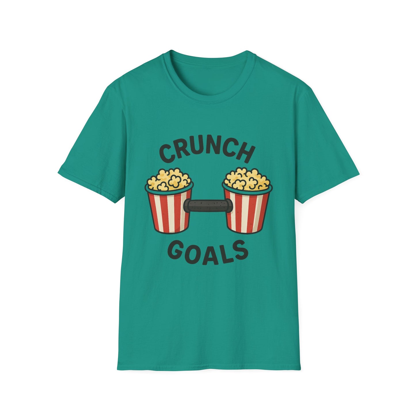 Crunch Goals Popcorn Shirt – Funny Fitness Pun Tee – Retro Popcorn Lover T-Shirt for Movie Nights & Snack Fans