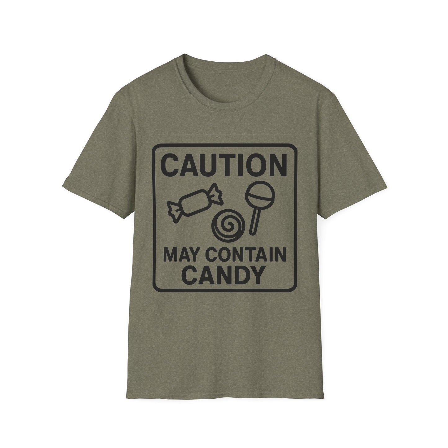 Caution May Contain Candy Shirt – Funny Trick or Treat Warning Tee