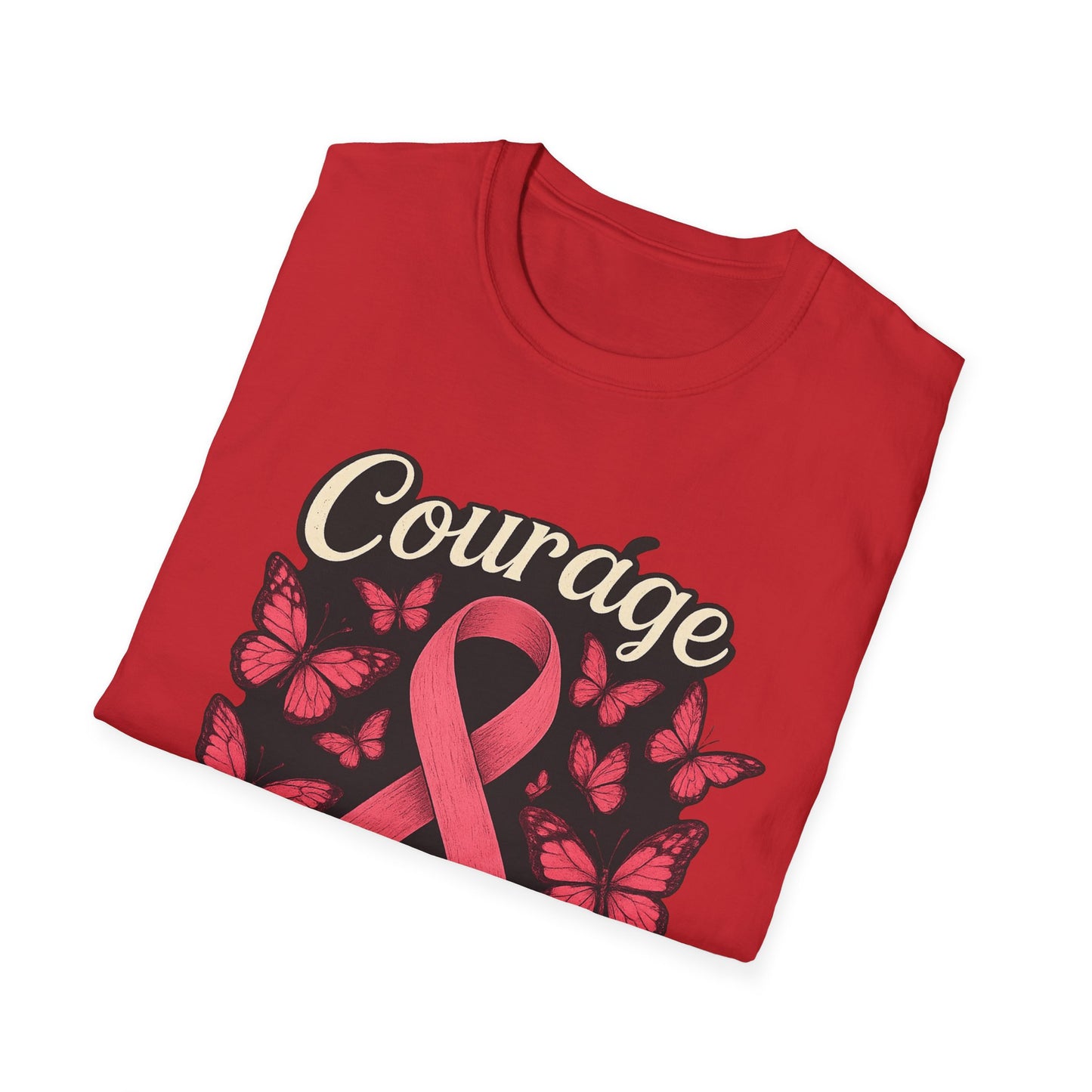 Courage Is Contagious Shirt | Breast Cancer Awareness Pink Ribbon Tee | Butterfly Hope Support Survivor Fighter T-Shirt October