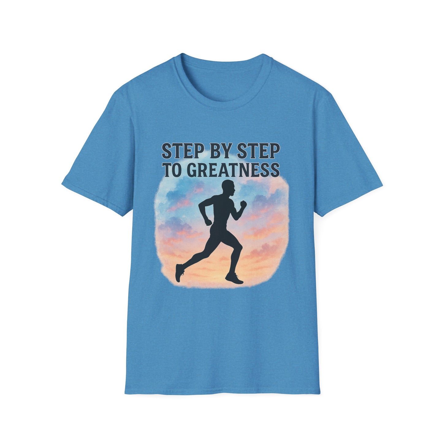 Step by Step to Greatness T-Shirt – Runner Silhouette Motivational Fitness Tee