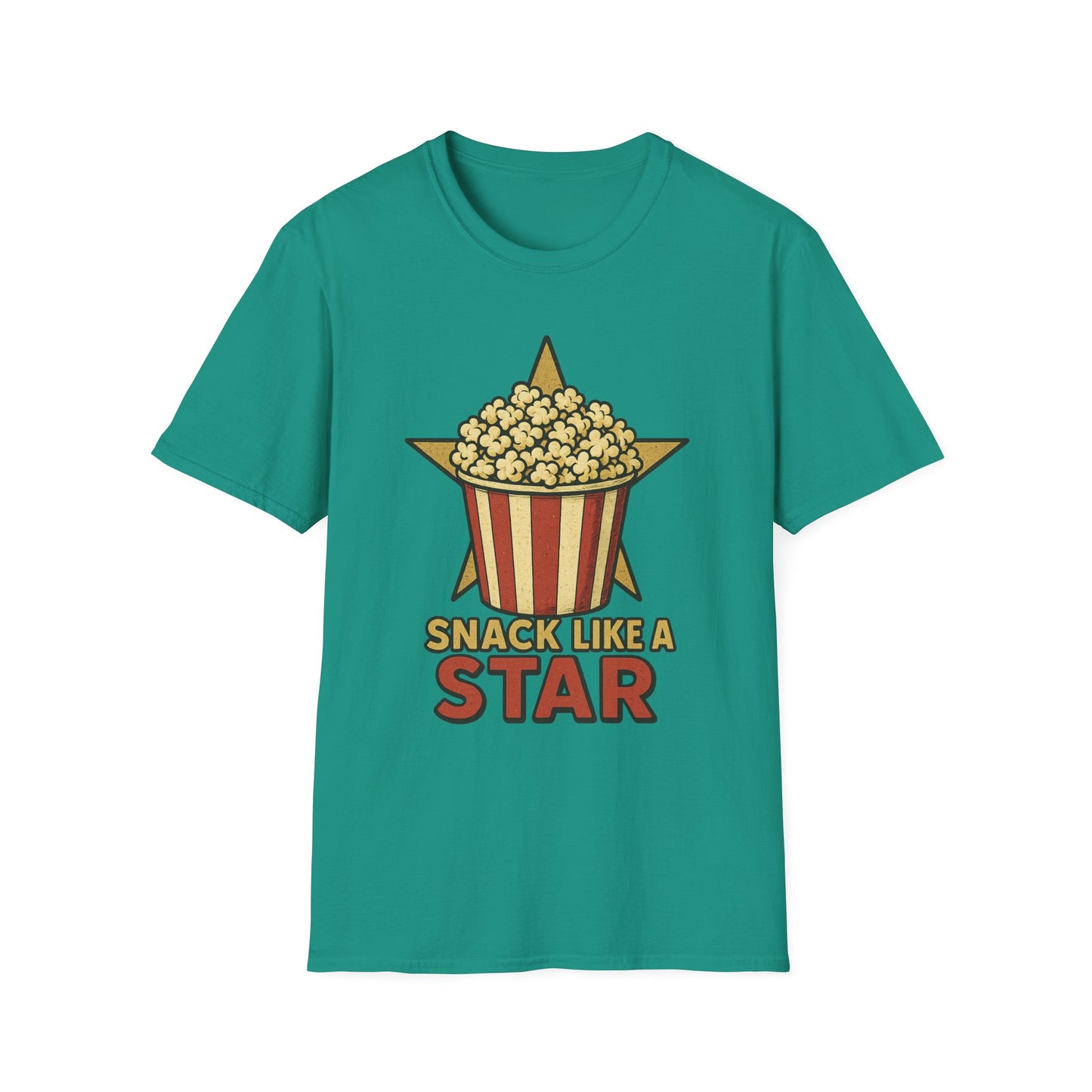 Snack Like a Star Popcorn Shirt – Funny Movie Night Tee – Retro Popcorn Bucket T-Shirt for Cinema Fans
