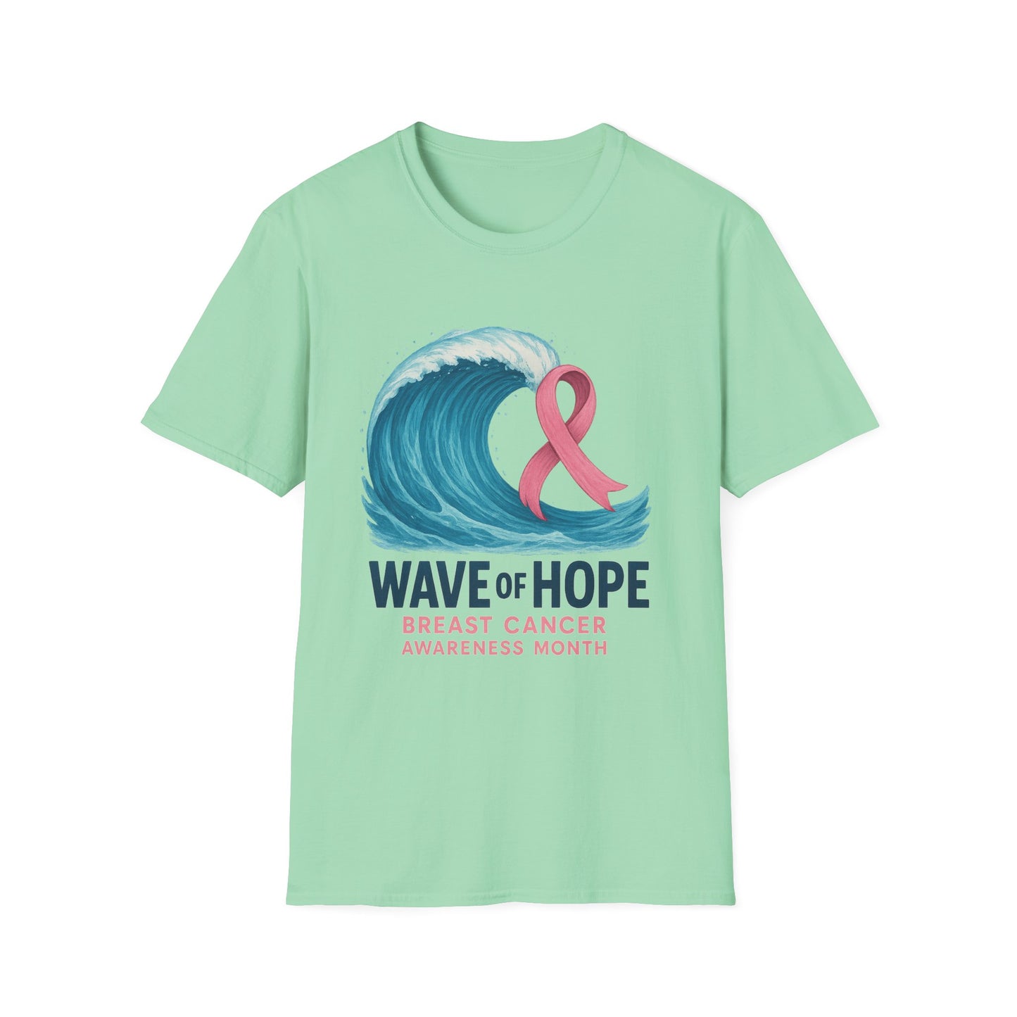 Wave of Hope Shirt | Breast Cancer Awareness Month Tee | Ocean Pink Ribbon Support Survivor Fighter T-Shirt October Strong